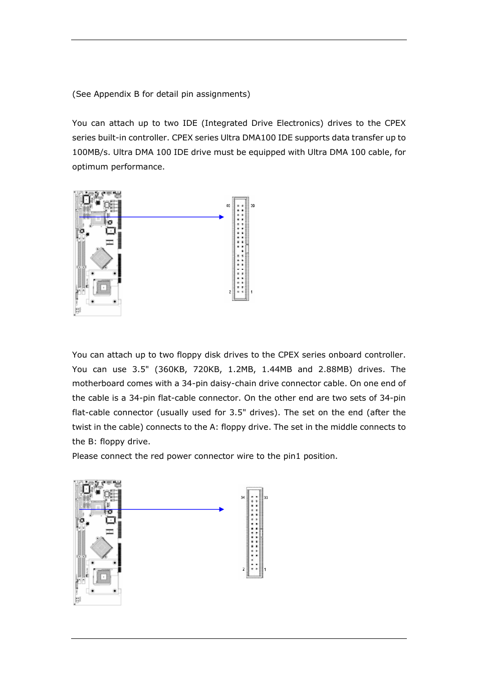 Chapter2 connecting peripherals, 1 pci e-ide disk drive connector (ide), 2 floppy disk drive connector (fdd) | CyberResearch CPEX P4-24-X User Manual | Page 24 / 92