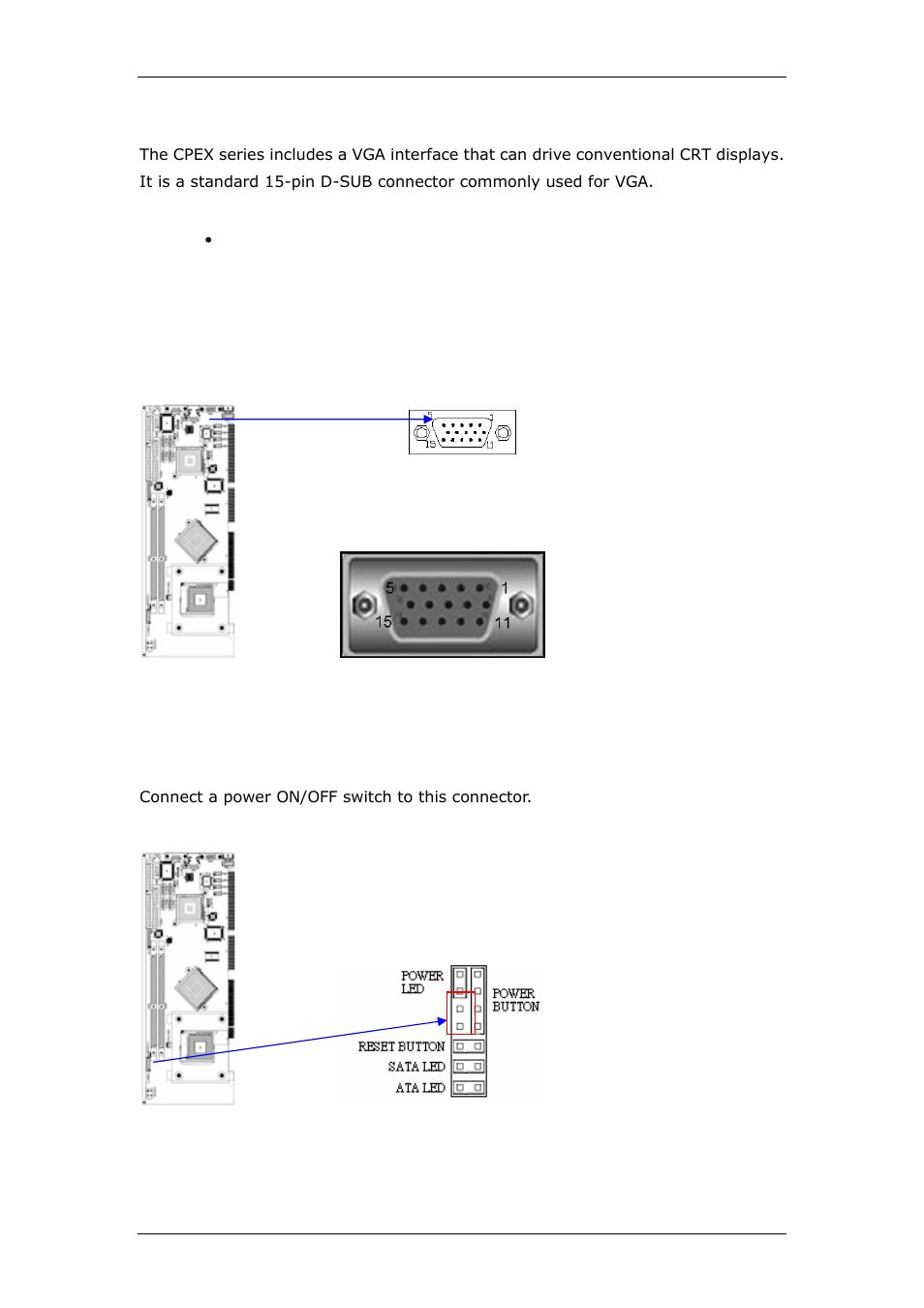 14 vga connector (vga), 15 atx power button connector (f_panel1) | CyberResearch CPEX P4-24-X User Manual | Page 31 / 92
