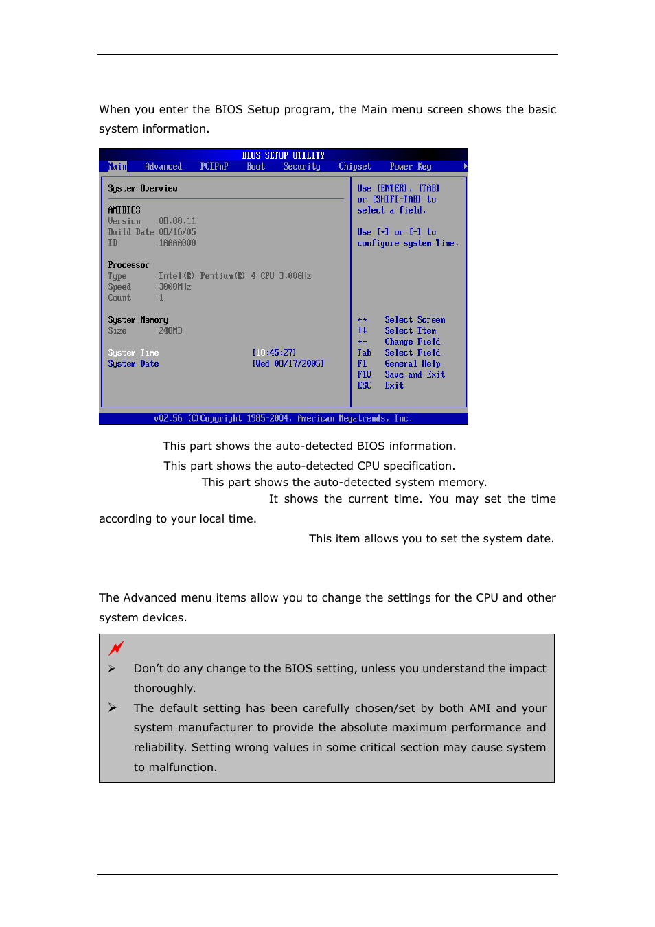 6 main, 7 advanced | CyberResearch CPEX P4-24-X User Manual | Page 35 / 92