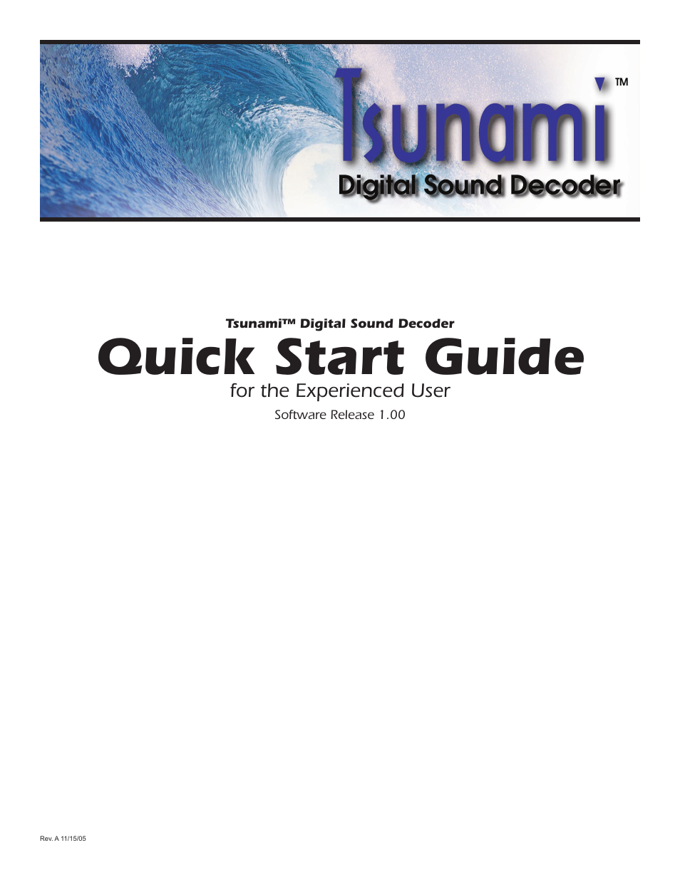SoundTraxx Tsunami Quick Start User Manual | 18 pages