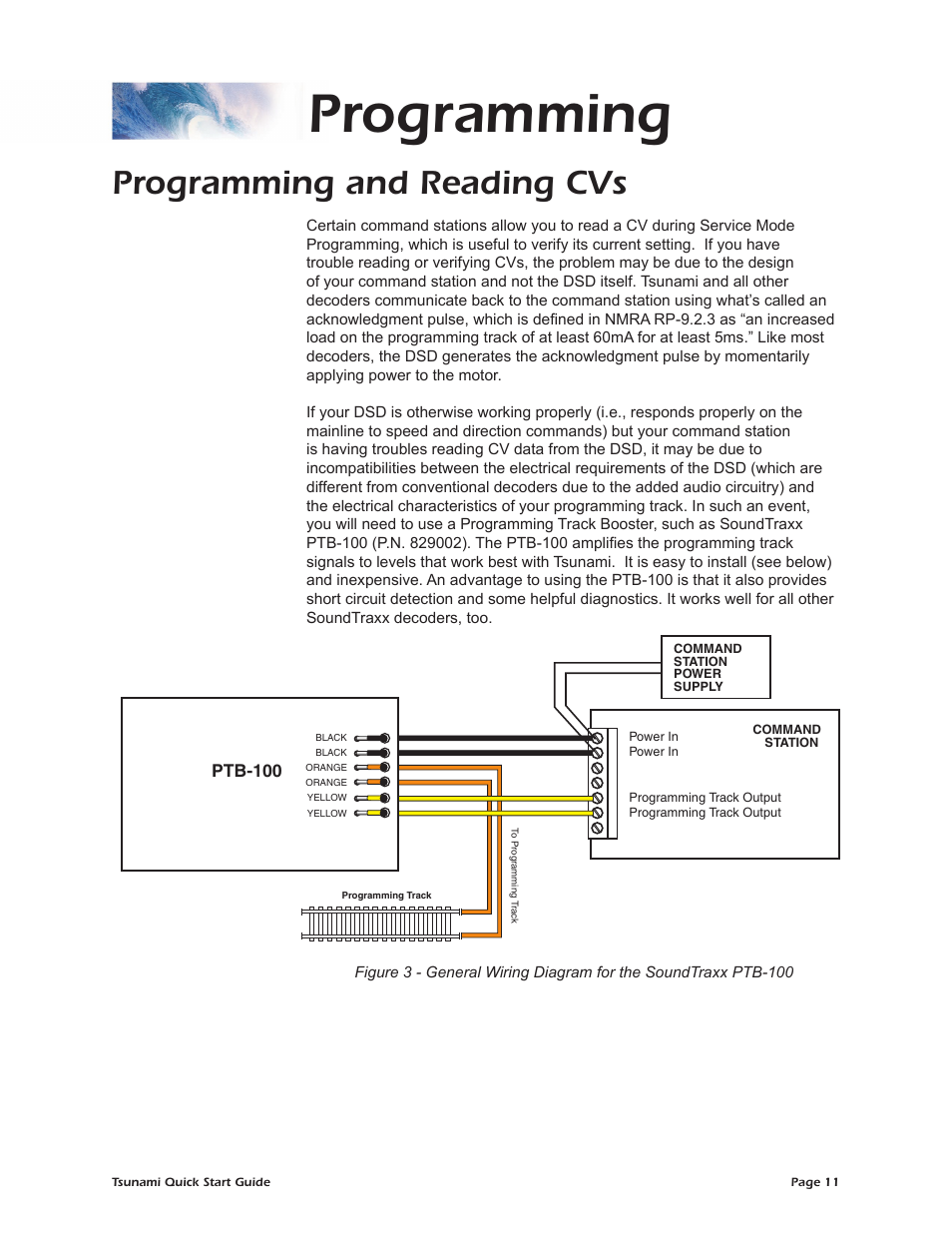 Programming, Programming and reading cvs | SoundTraxx Tsunami Quick Start User Manual | Page 14 / 18