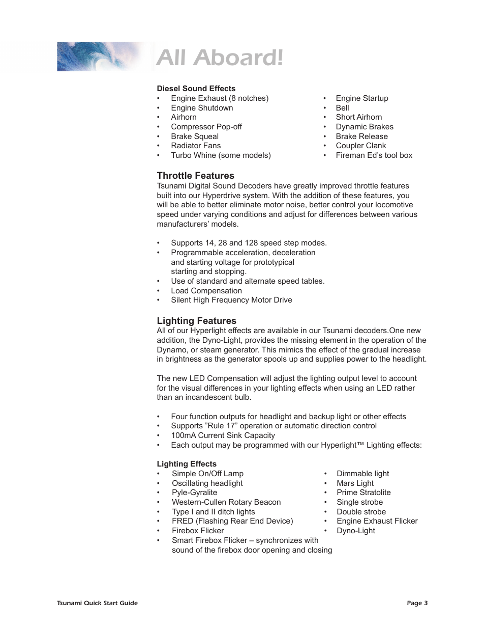 All aboard | SoundTraxx Tsunami Quick Start User Manual | Page 6 / 18