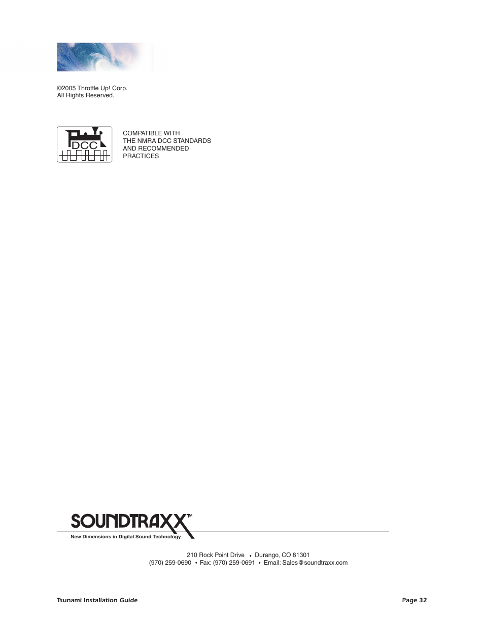 SoundTraxx Tsunami Installation User Manual | Page 35 / 35