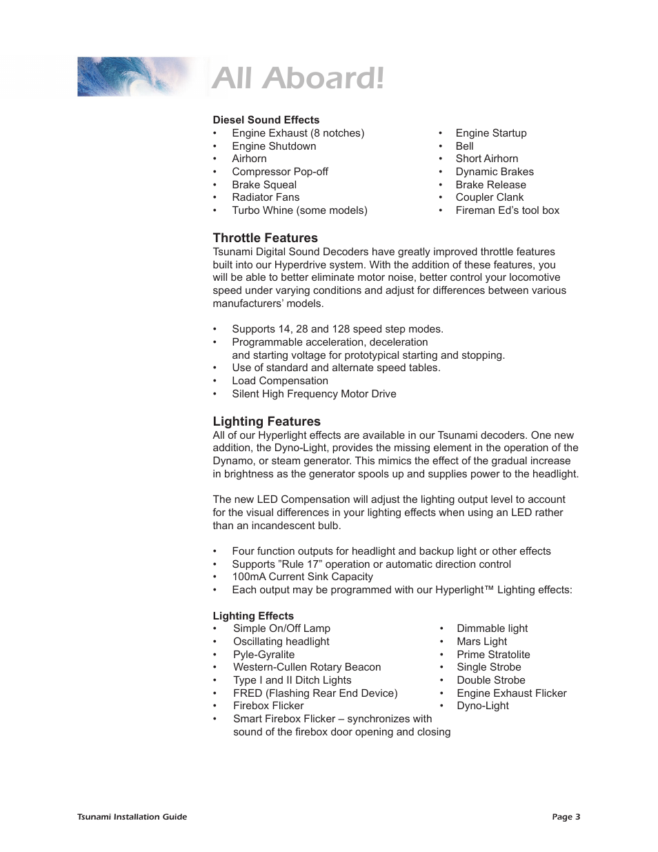 All aboard | SoundTraxx Tsunami Installation User Manual | Page 6 / 35