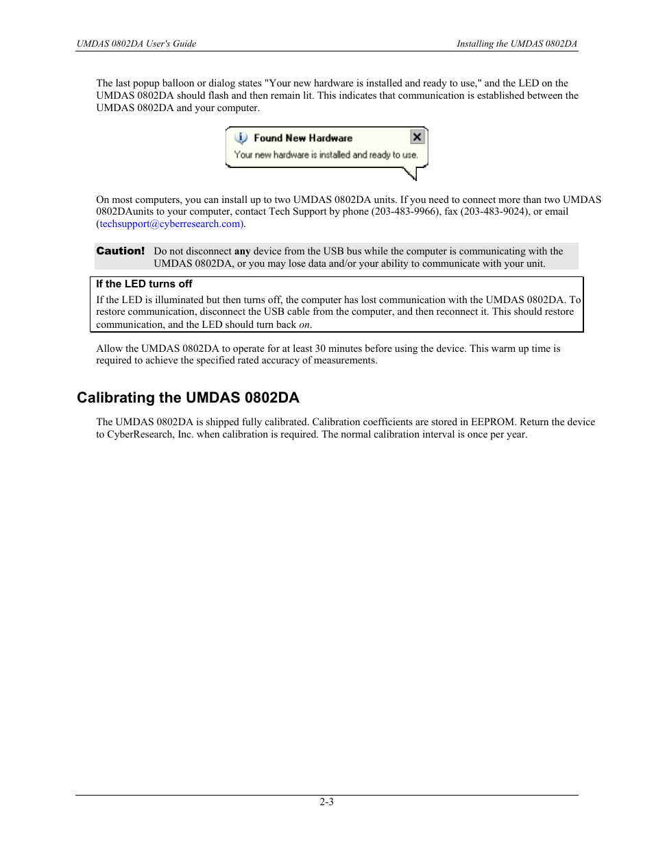 Chapter 3, Calibrating the umdas 0802da | CyberResearch UMDAS 0802DA User Manual | Page 15 / 42