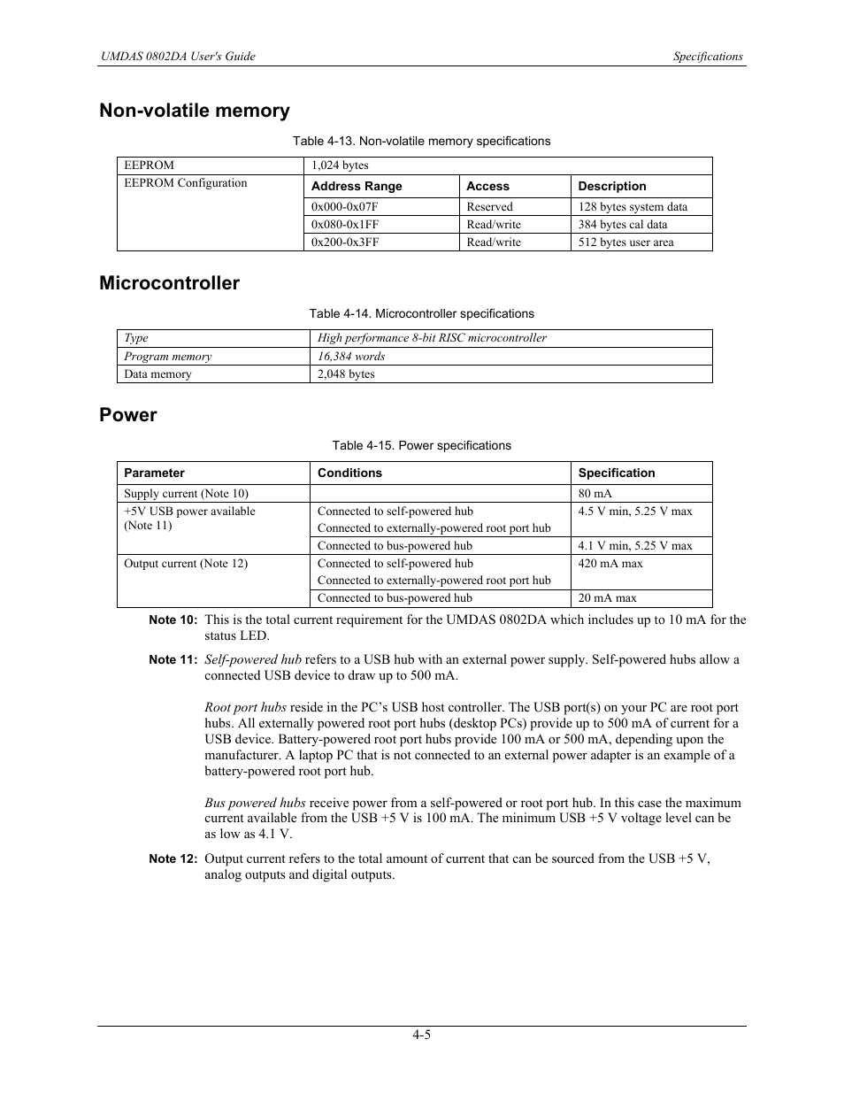 Non-volatile memory -5, Microcontroller -5, Power -5 | Microcontroller, Power | CyberResearch UMDAS 0802DA User Manual | Page 32 / 42