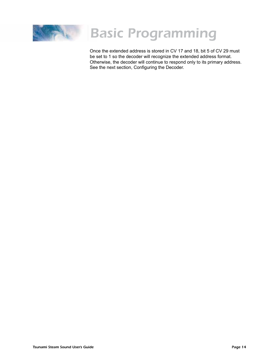 Basic programming | SoundTraxx Tsunami Steam Users Guide User Manual | Page 17 / 77