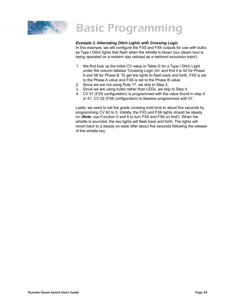 Basic programming | SoundTraxx Tsunami Steam Users Guide User Manual | Page 37 / 77