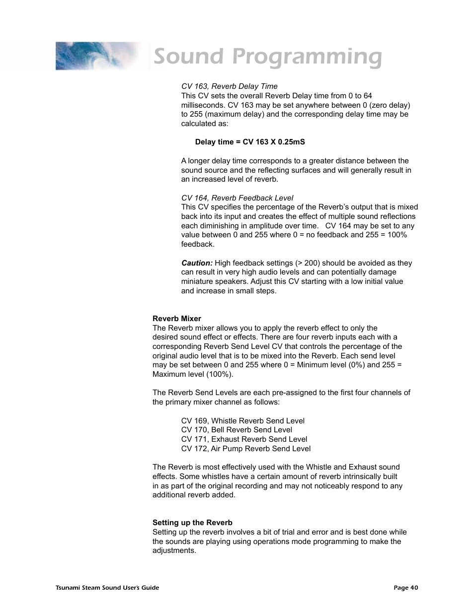 Sound programming | SoundTraxx Tsunami Steam Users Guide User Manual | Page 43 / 77