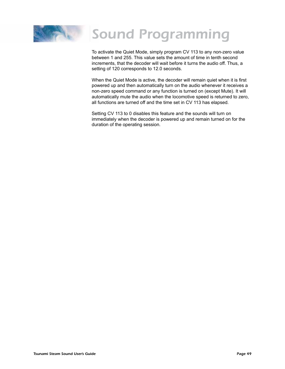 Sound programming | SoundTraxx Tsunami Steam Users Guide User Manual | Page 52 / 77