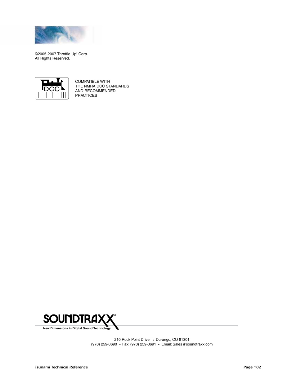 SoundTraxx Tsunami Steam Technical Reference User Manual | Page 104 / 104