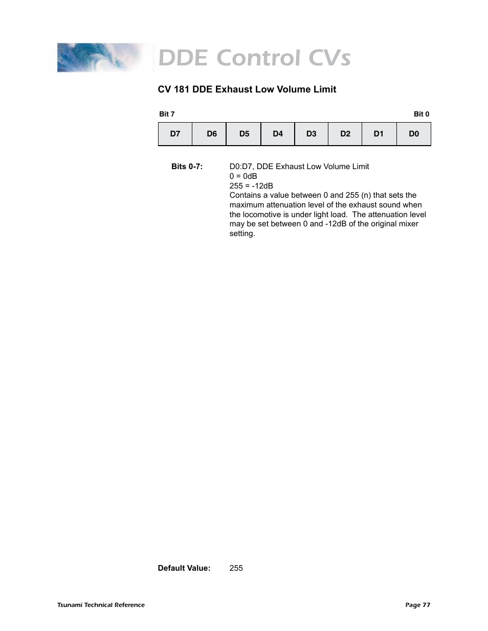 Dde control cvs | SoundTraxx Tsunami Steam Technical Reference User Manual | Page 79 / 104