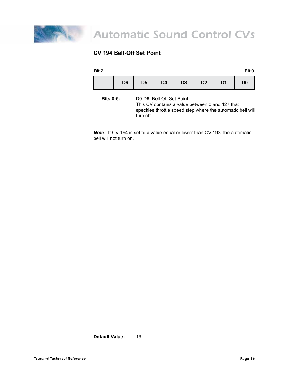 Automatic sound control cvs | SoundTraxx Tsunami Steam Technical Reference User Manual | Page 88 / 104