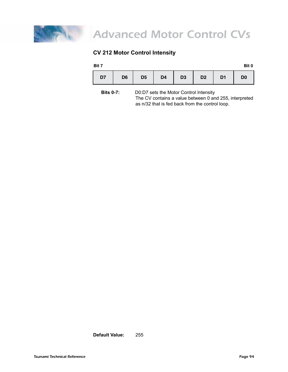 Advanced motor control cvs | SoundTraxx Tsunami Steam Technical Reference User Manual | Page 96 / 104
