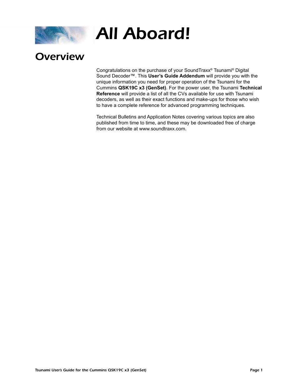 All aboard, Overview | SoundTraxx QSK19C x3 User Manual | Page 4 / 7