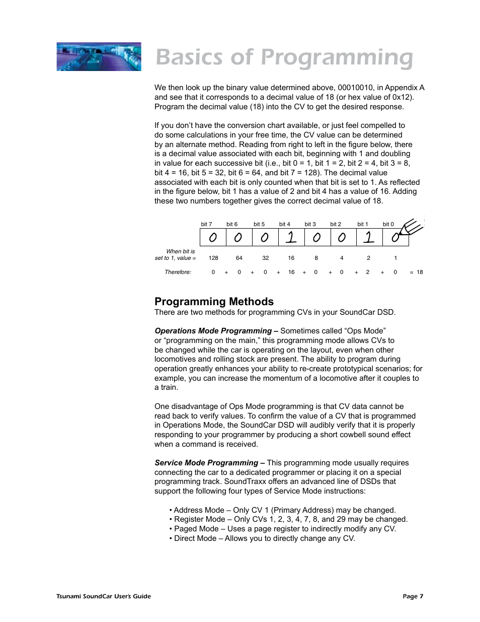 Basics of programming, Programming methods | SoundTraxx SoundCar Users Guide User Manual | Page 11 / 49