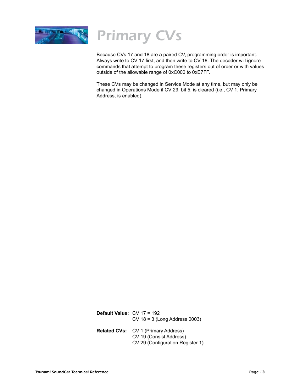 Primary cvs | SoundTraxx SoundCar Technical Reference User Manual | Page 15 / 67