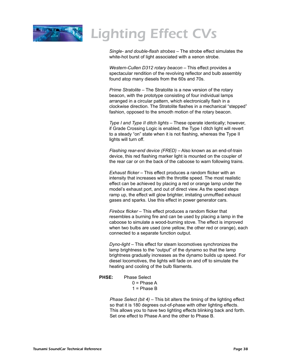Lighting effect cvs | SoundTraxx SoundCar Technical Reference User Manual | Page 40 / 67