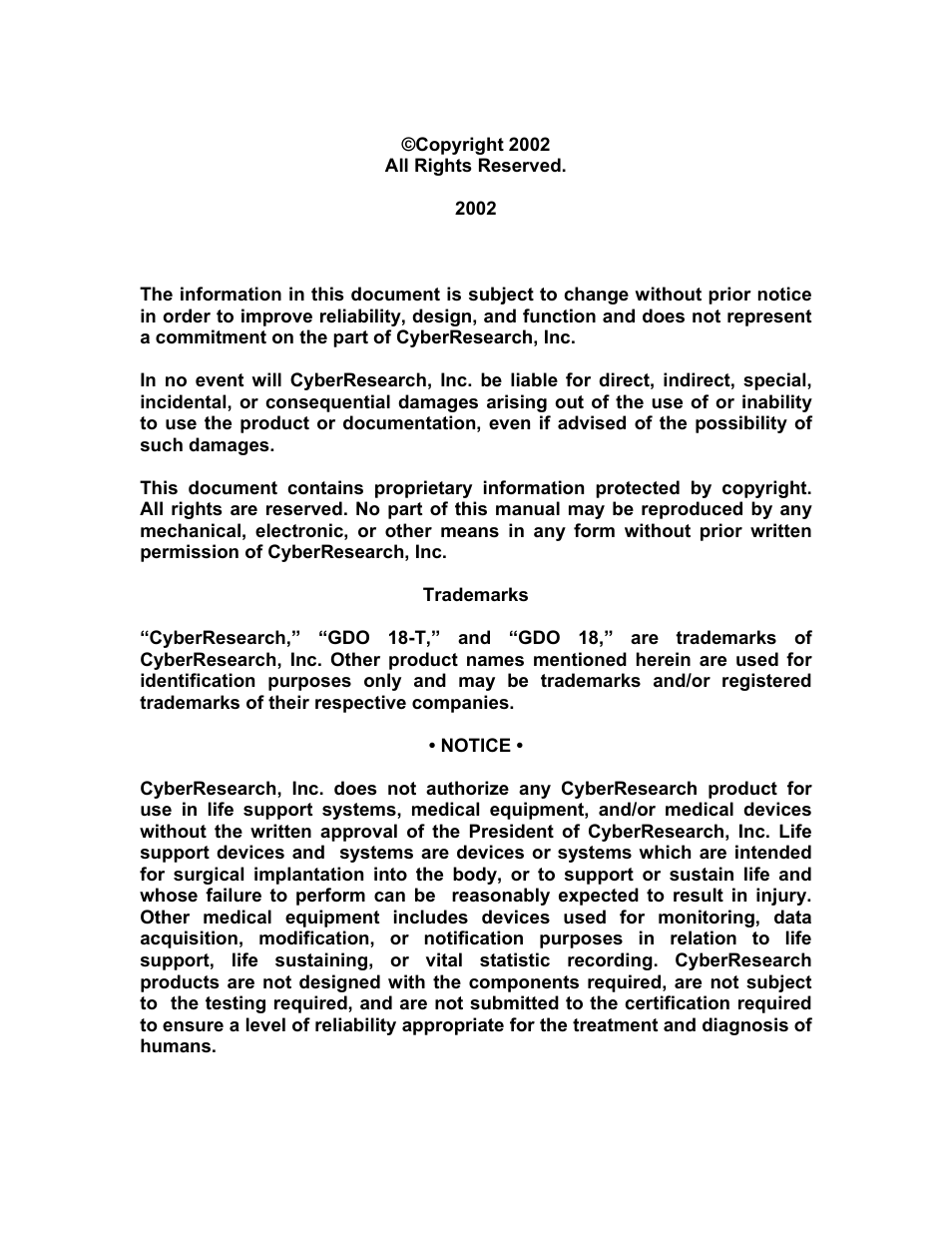 CyberResearch GDO 18 User Manual | Page 3 / 42