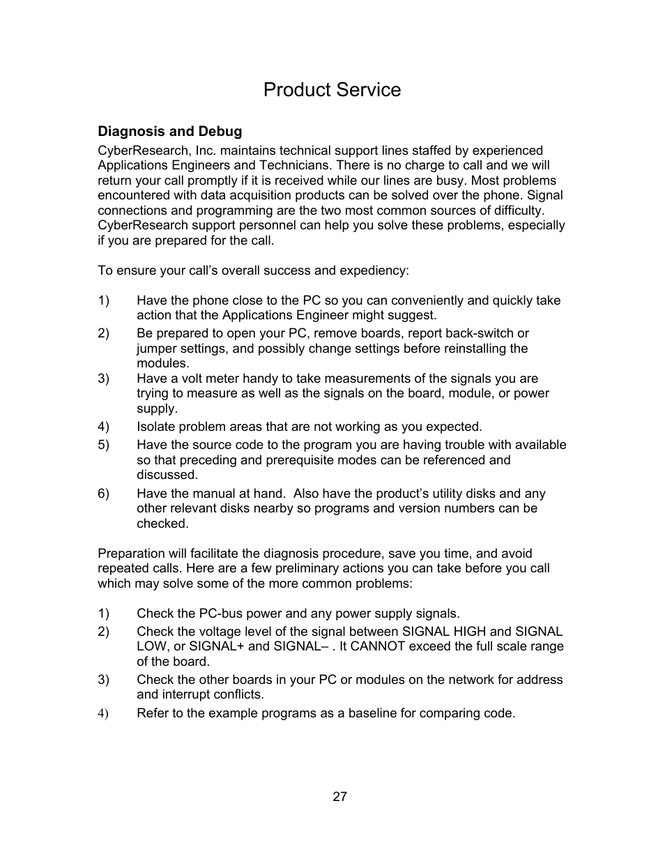 Product service | CyberResearch GDO 18 User Manual | Page 37 / 42
