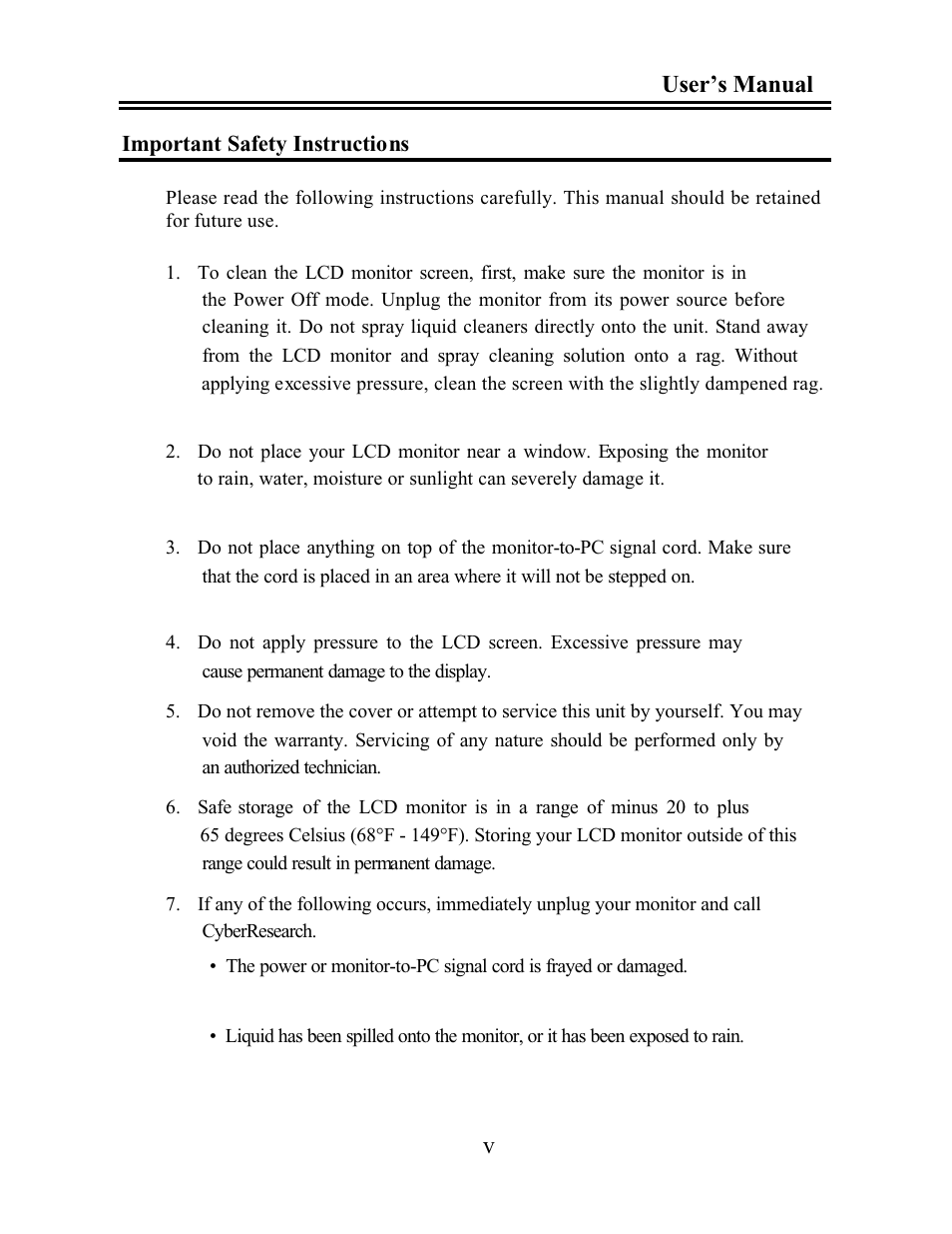User’s manual v | CyberResearch GDO 18 User Manual | Page 7 / 42