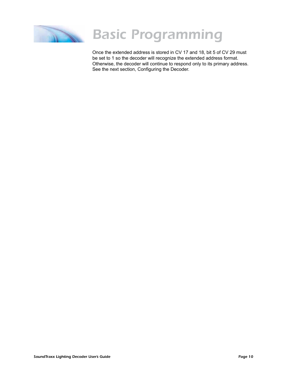 Basic programming | SoundTraxx Coach Lighting Decoder Users Guide User Manual | Page 13 / 28