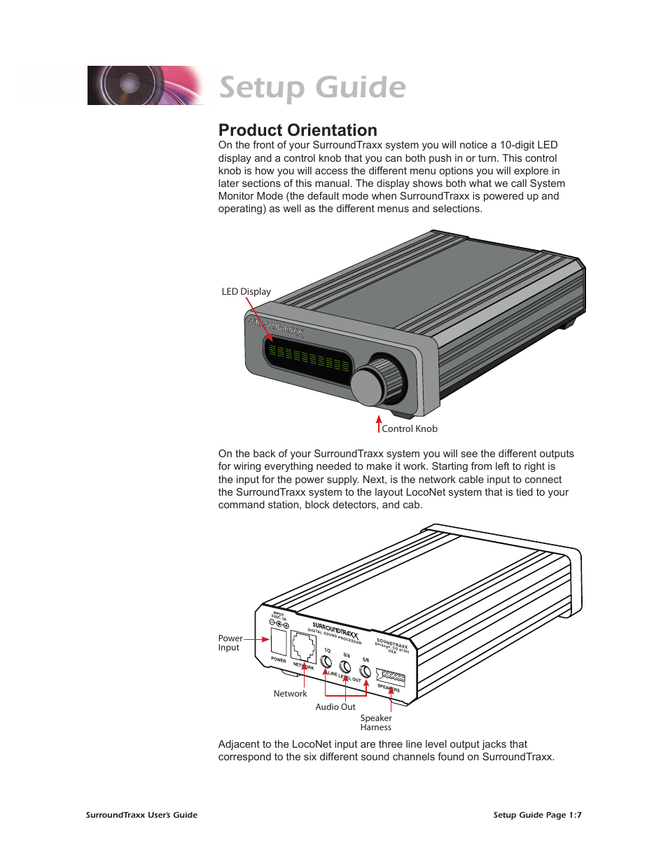 Setup guide, Product orientation | SoundTraxx SurroundTraxx User Manual | Page 12 / 86