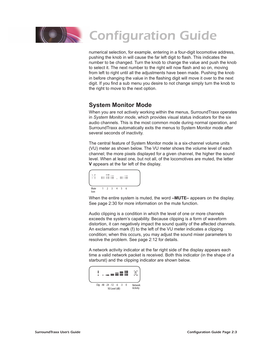 Configuration guide, System monitor mode | SoundTraxx SurroundTraxx User Manual | Page 31 / 86