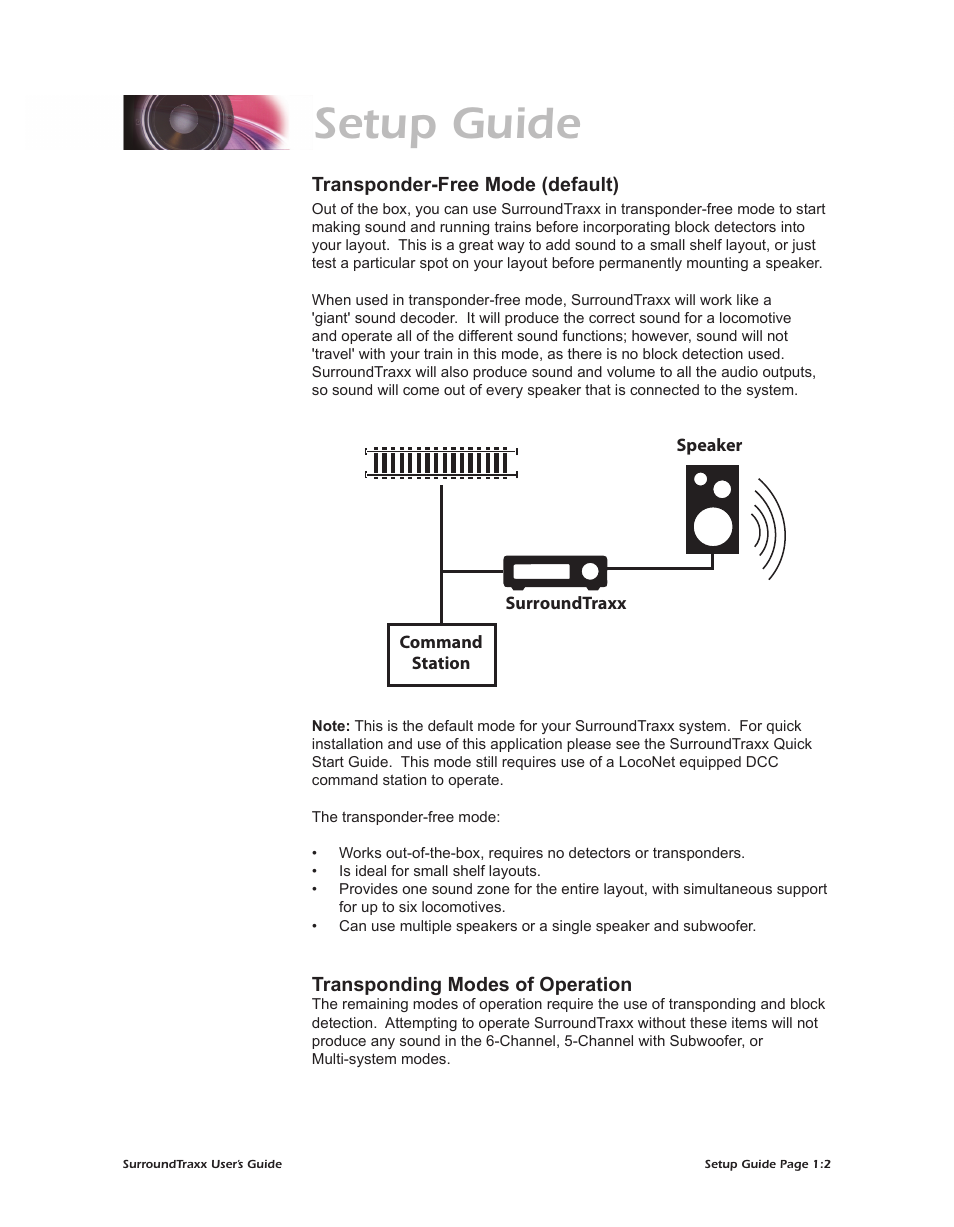 Setup guide | SoundTraxx SurroundTraxx User Manual | Page 7 / 86