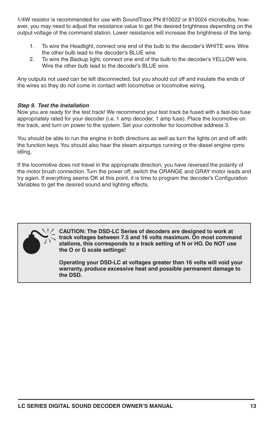 SoundTraxx LC Series Owners Manual User Manual | Page 13 / 40