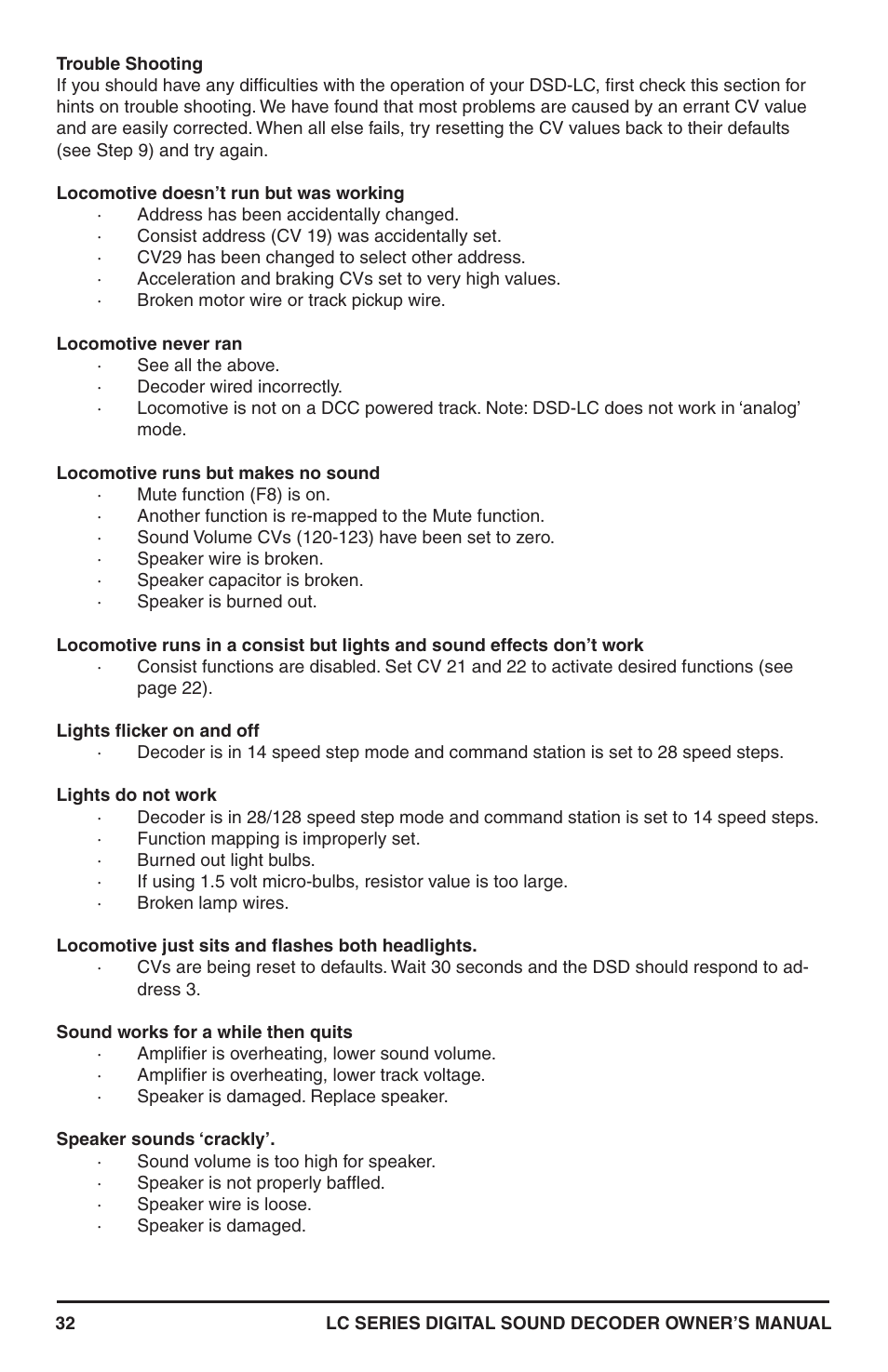 SoundTraxx LC Series Owners Manual User Manual | Page 32 / 40