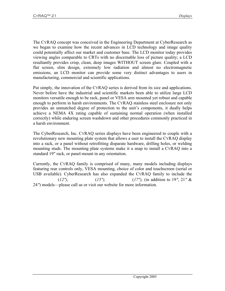 Why the c, Raq 21, 1 why the c | Raq 12, Raq 15, Raq 17 | CyberResearch CYRAQ 21A User Manual | Page 12 / 82