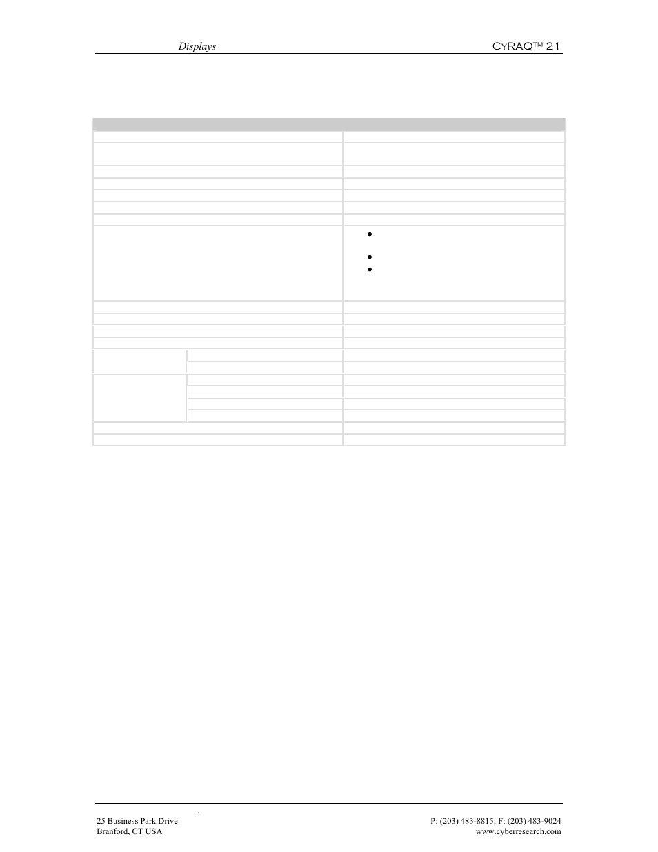 4 specifications | CyberResearch CYRAQ 21A User Manual | Page 15 / 82