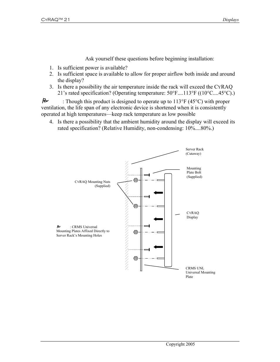 Rack mounting: crxf/crxr 21, Figure 1: installation assembly, 2 rack mounting: crxf/crxr 21 | CyberResearch CYRAQ 21A User Manual | Page 22 / 82