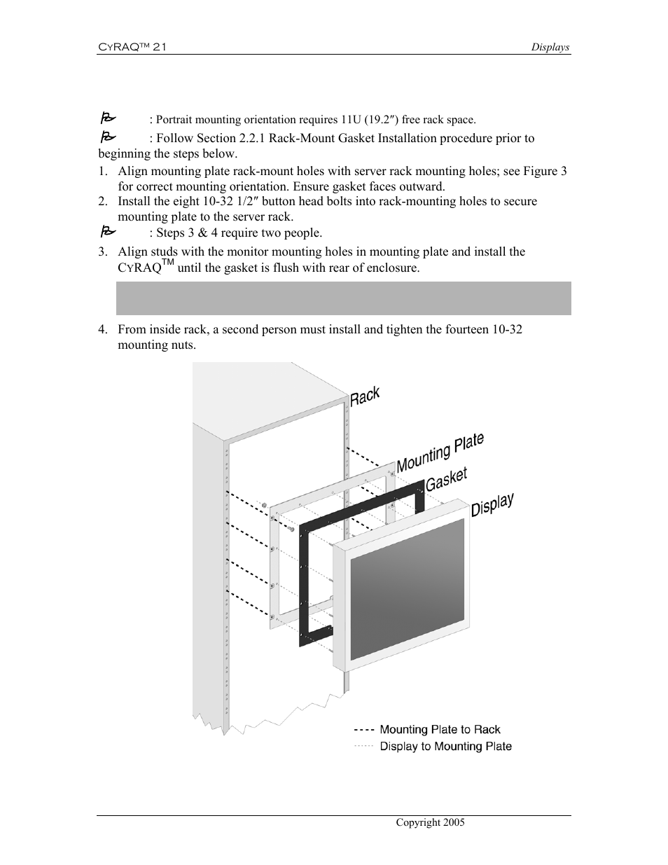 2 landscape, Orientation, Figure 3: rack-mount landscape installation | Important | CyberResearch CYRAQ 21A User Manual | Page 24 / 82