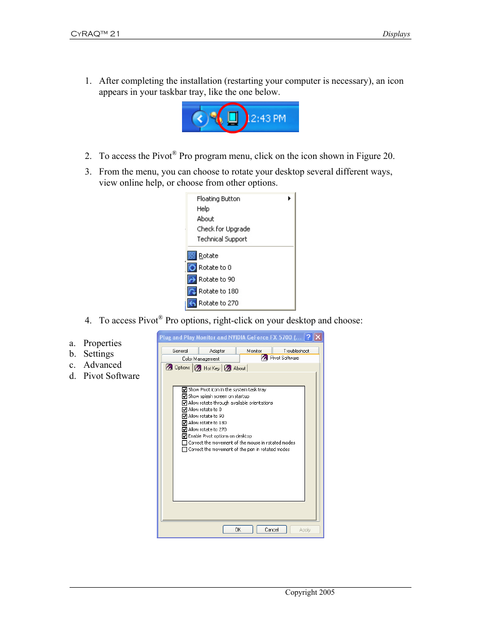 4 pivot, Pro operation, Pivot | CyberResearch CYRAQ 21A User Manual | Page 48 / 82