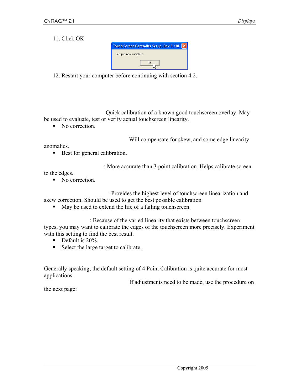 2 calibration, 1 calibration, Options | Configure calibration settings | CyberResearch CYRAQ 21A User Manual | Page 62 / 82