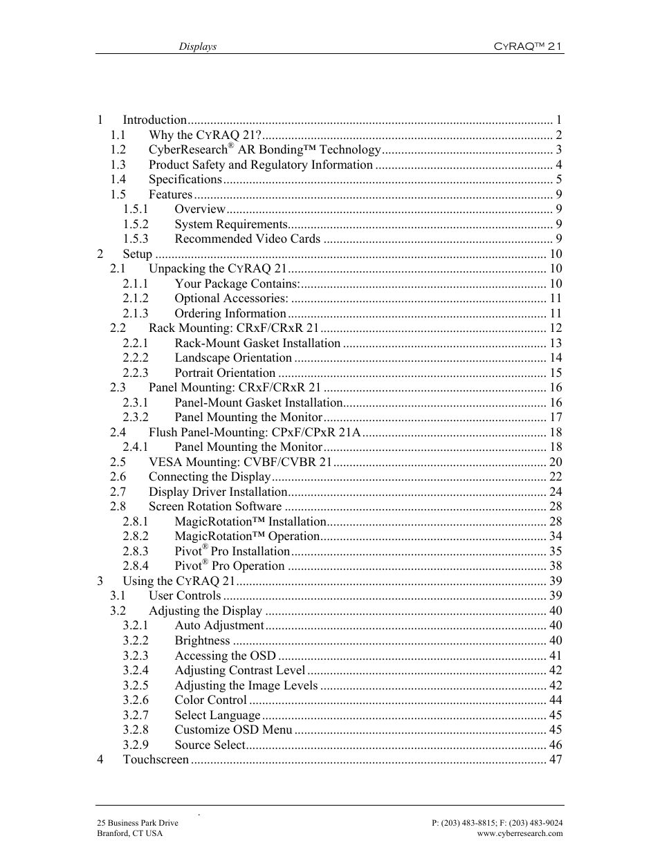 CyberResearch CYRAQ 21A User Manual | Page 7 / 82