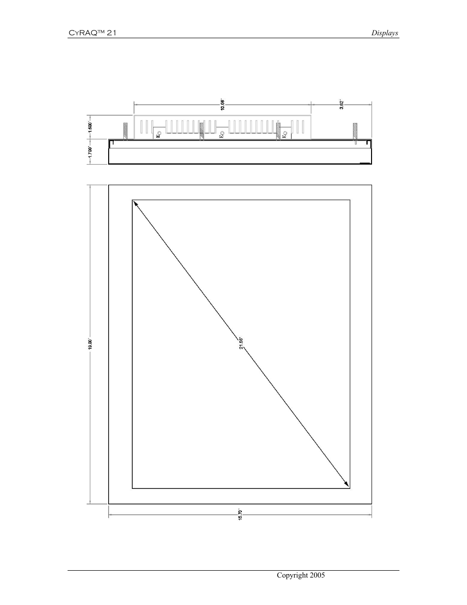 6 mechanical drawings, 6 mechanical, Drawings | Figure 41: display and enclosure dimensions | CyberResearch CYRAQ 21A User Manual | Page 72 / 82