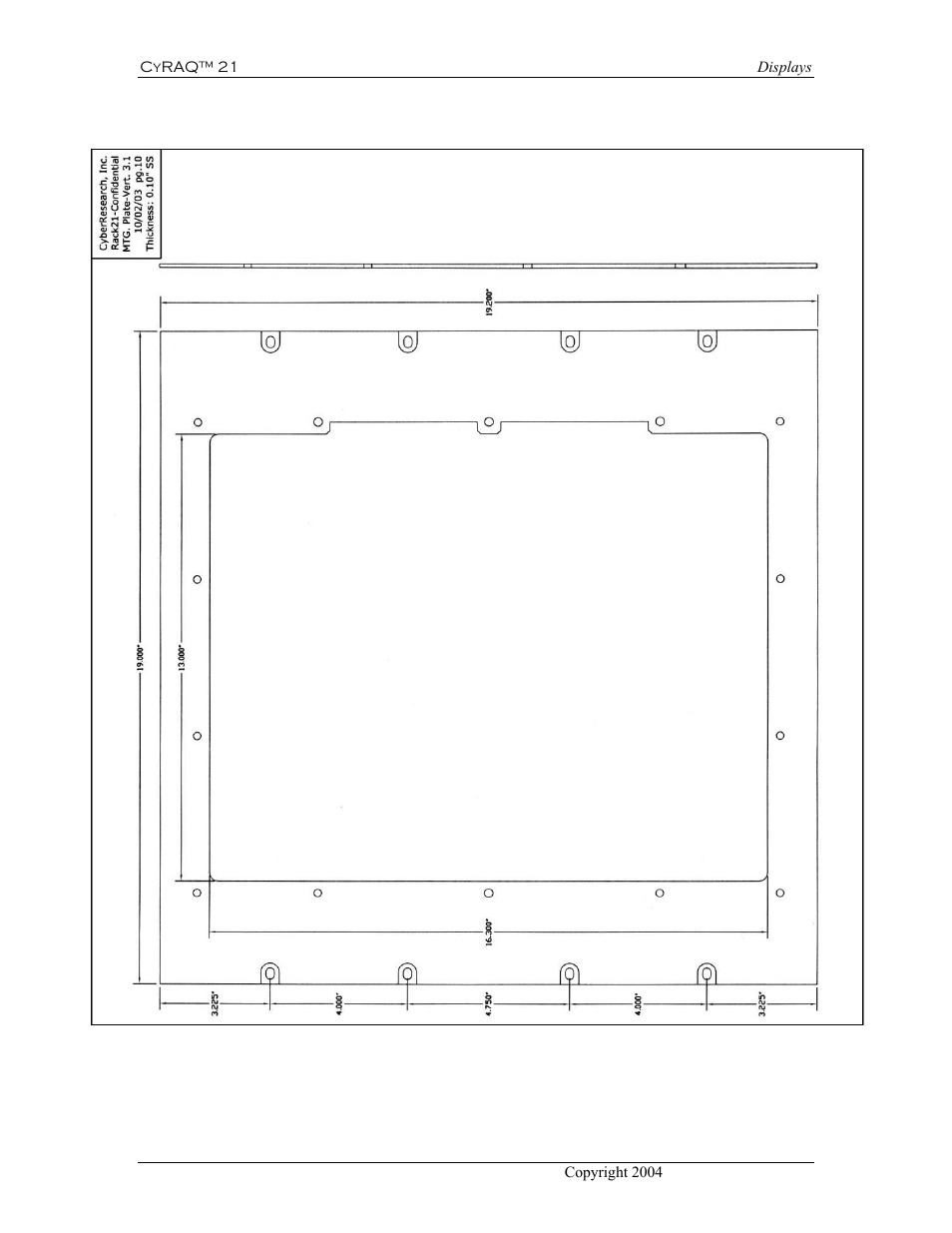 Figure 43: portrait mounting plate dimensions | CyberResearch CYRAQ 21A User Manual | Page 74 / 82