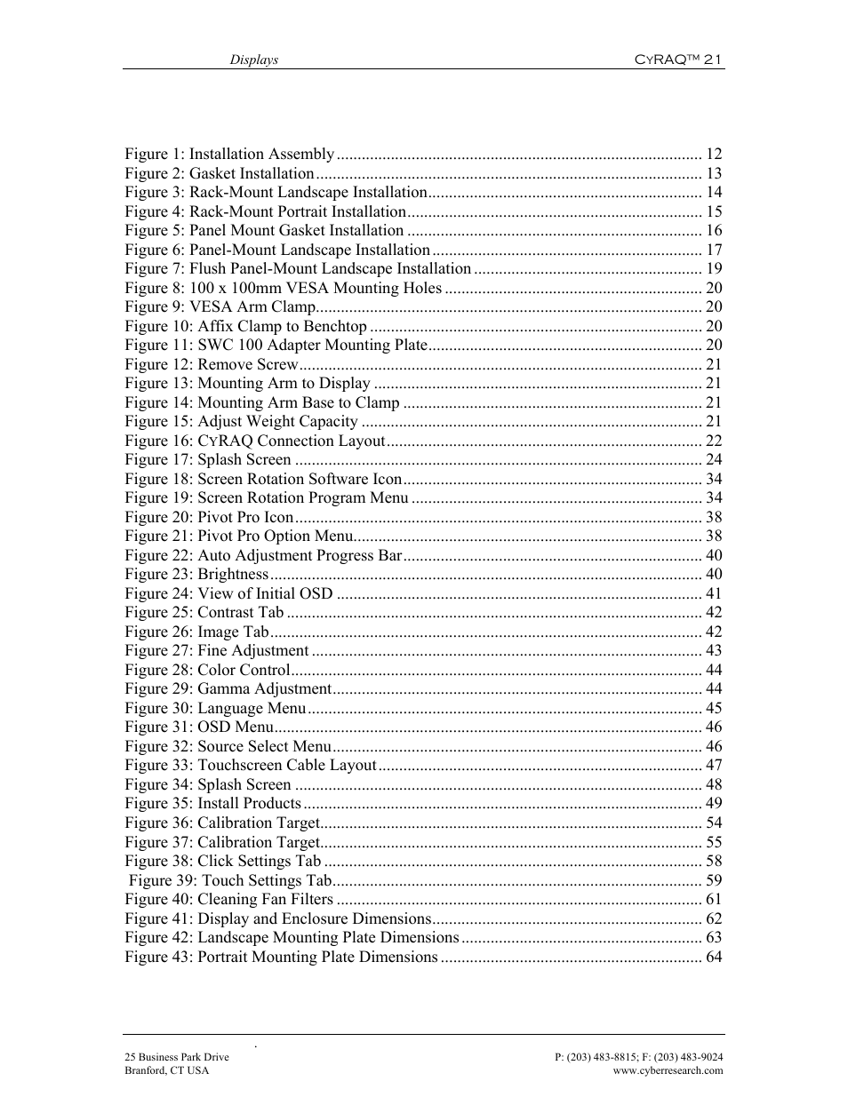 Table of figures | CyberResearch CYRAQ 21A User Manual | Page 9 / 82