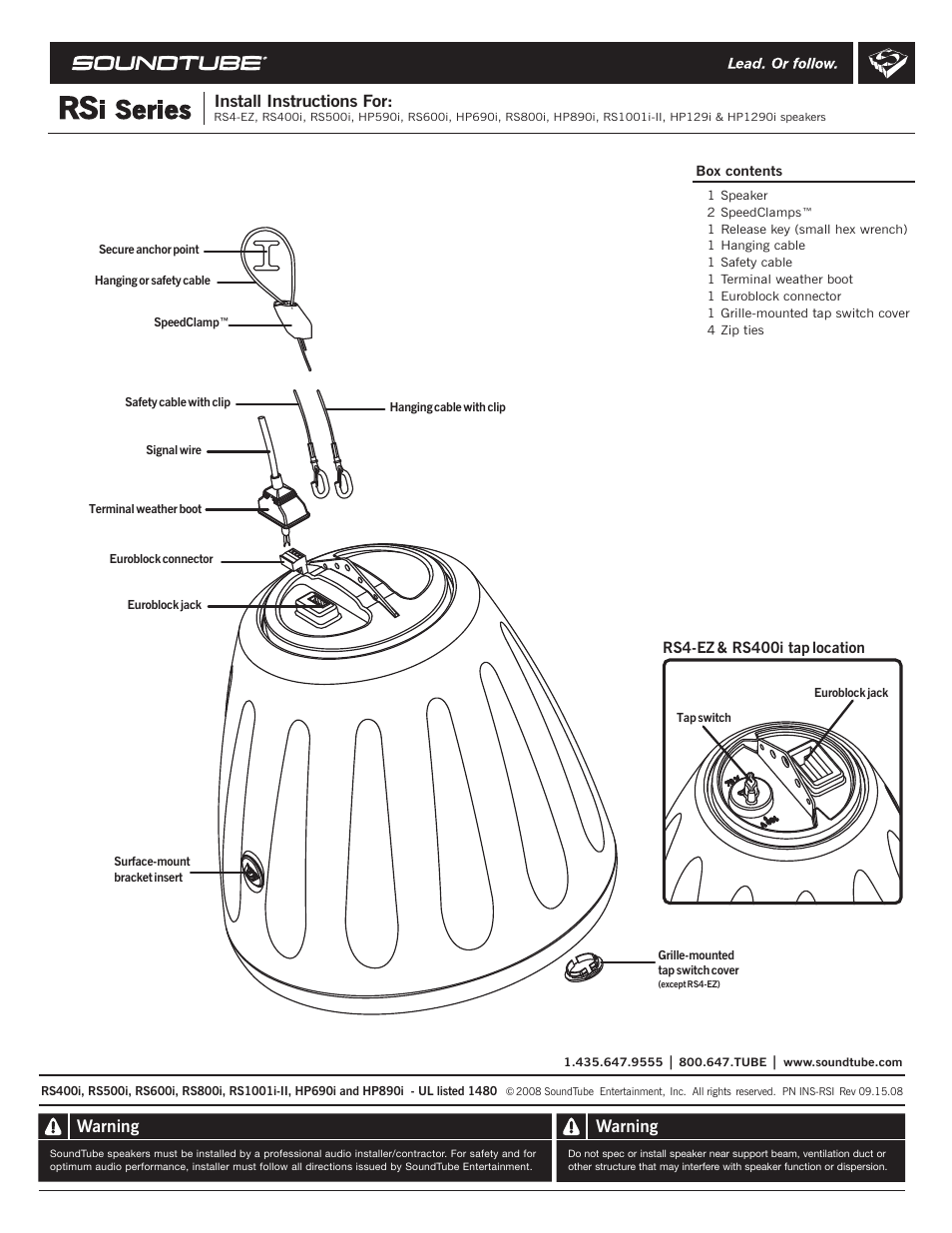 Soundtube RSi Series User Manual | 2 pages
