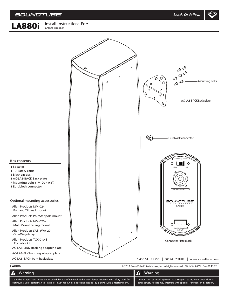 Soundtube LA880i User Manual | 5 pages