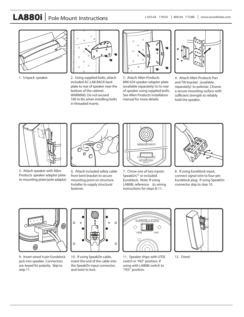 Pole mount instructions | Soundtube LA880i User Manual | Page 3 / 5