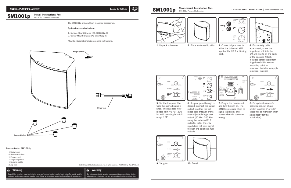 Soundtube SM1001p User Manual | 3 pages