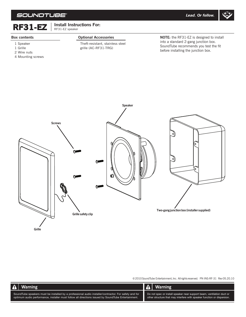 Soundtube RF31-EZ User Manual | 2 pages