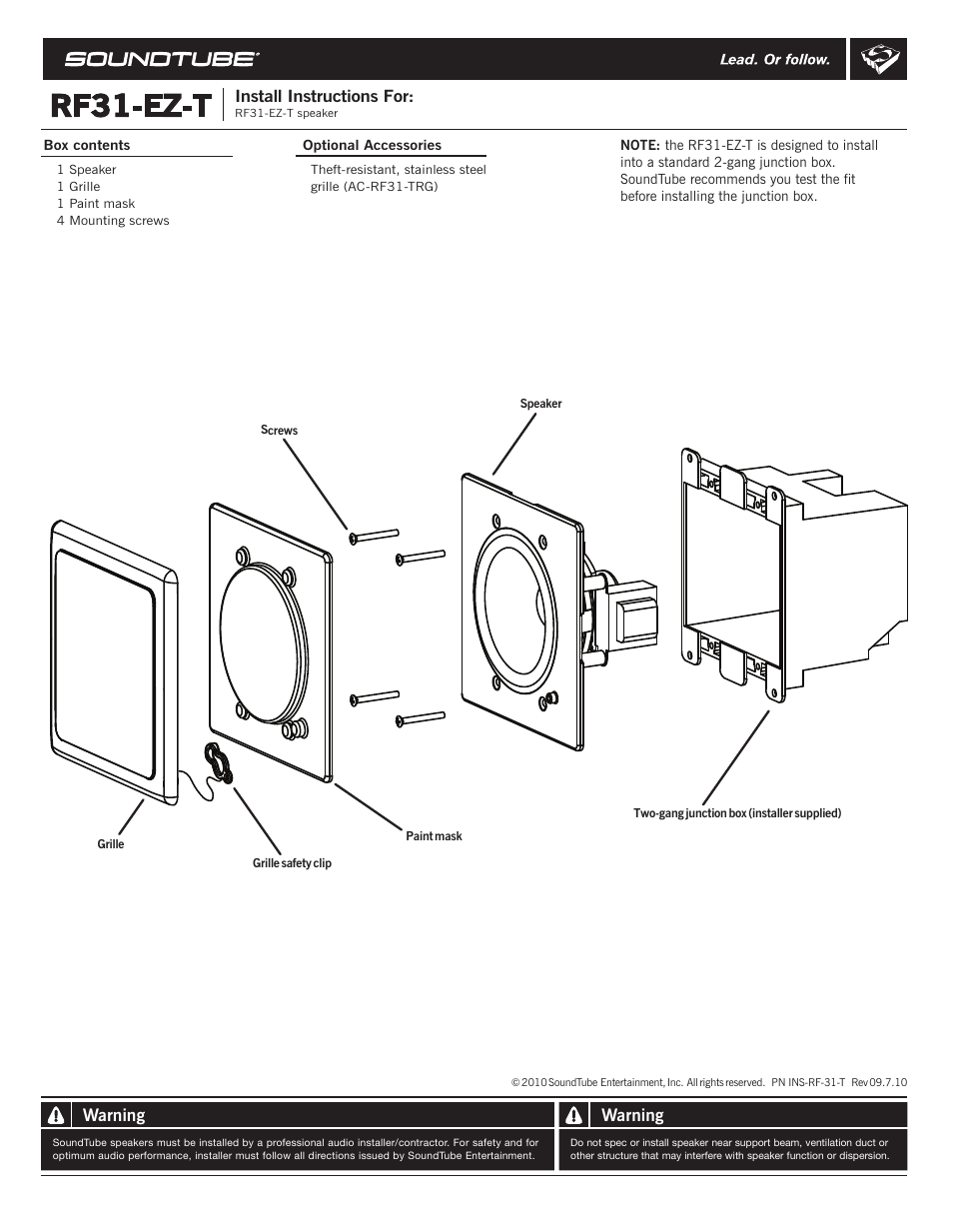 Soundtube RF31-EZ-T User Manual | 2 pages