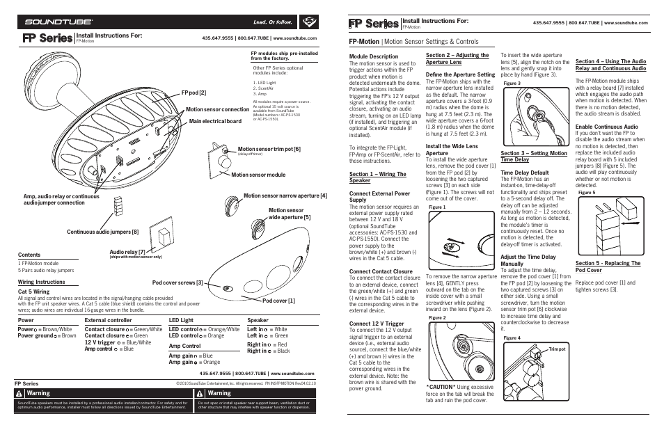 Fp install ms_led_scent062810, Fp_motion_sensor_rev040210 (4), Fp series | Fp-motion | motion sensor settings & controls | Soundtube FP6020-II User Manual | Page 3 / 5