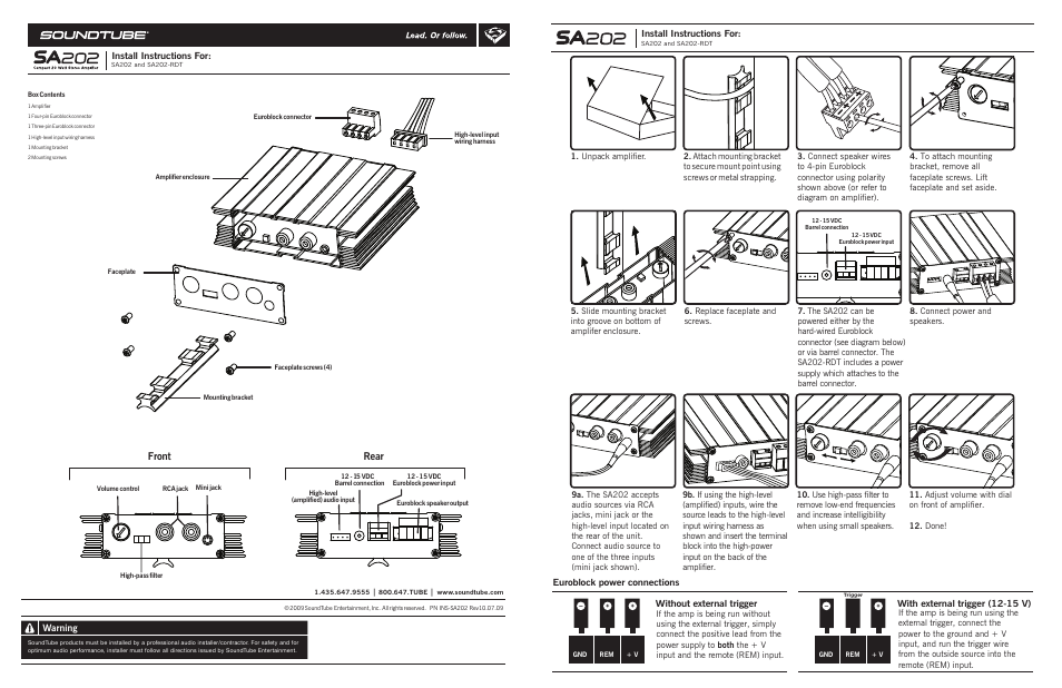 Soundtube SA202-RDT User Manual | 1 page