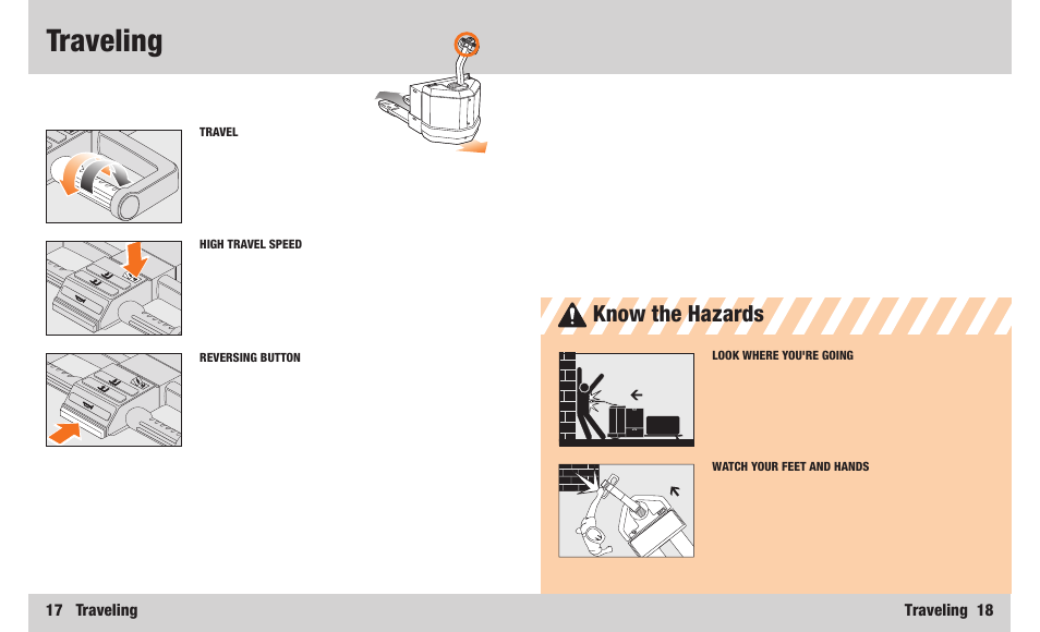 Traveling, Know the hazards | Crown Equipment PW 3000 Series User Manual | Page 10 / 16